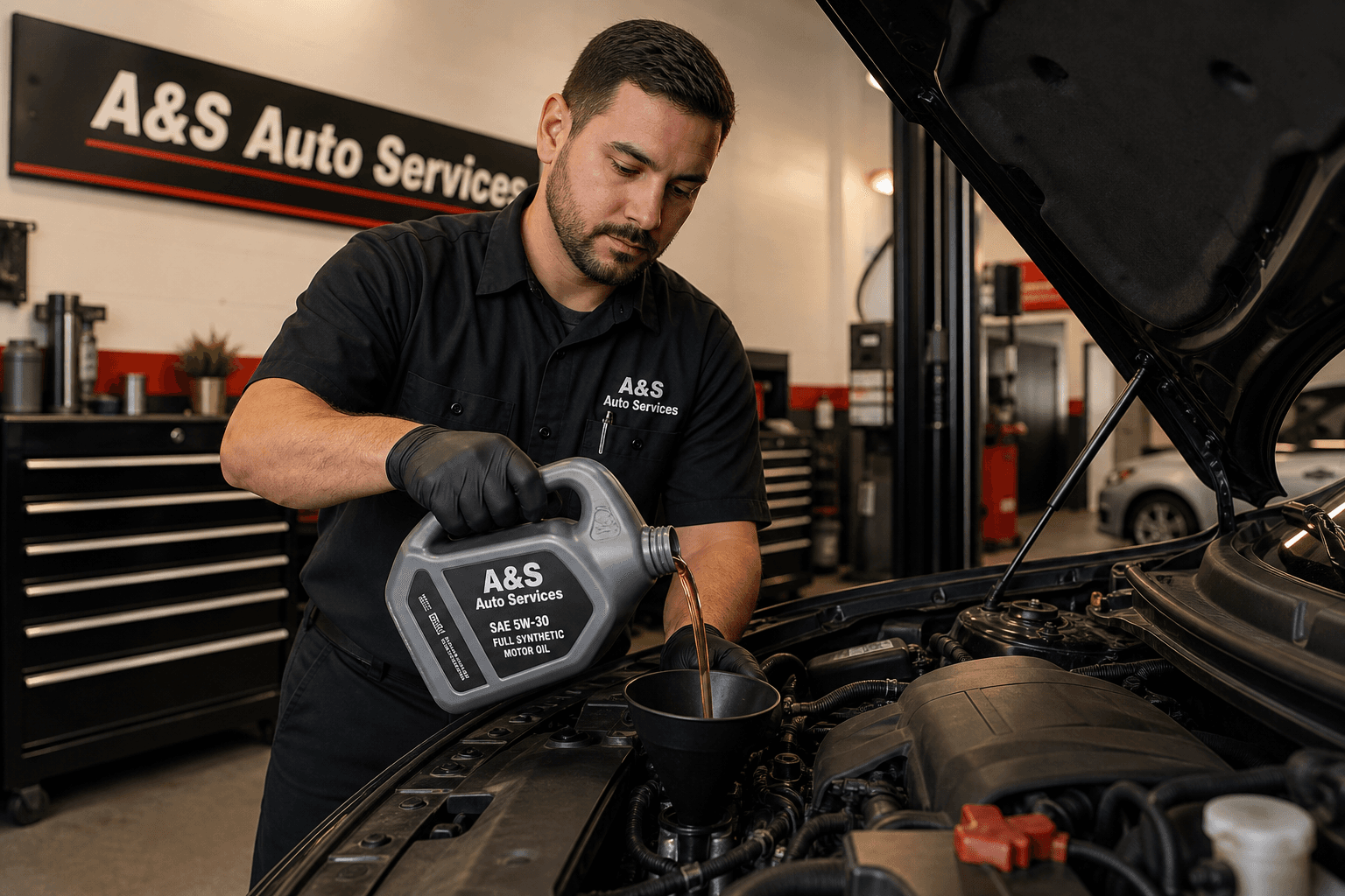 Fresh oil change service at A&S Auto Services